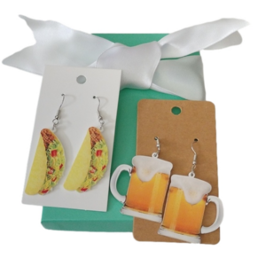 Crunchy Tacos + Frosty Beer Mug Earrings, set of 2
